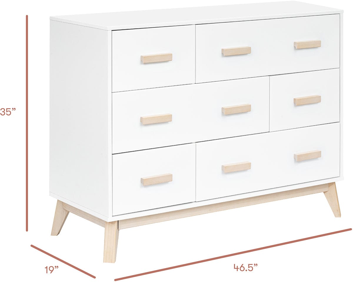 Babyletto Scoot 6-Drawer Dresser - White / Washed Natural - M5826WNX