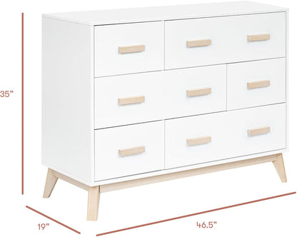 Babyletto Scoot 6-Drawer Dresser - White / Washed Natural - M5826WNX