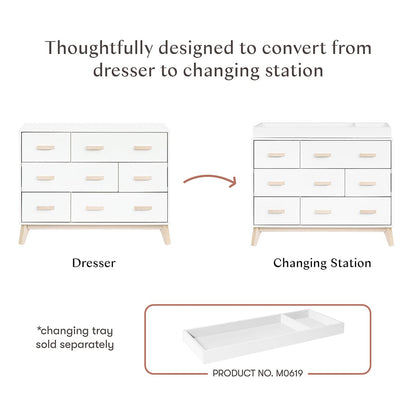 Babyletto Scoot 6-Drawer Dresser - White / Washed Natural - M5826WNX