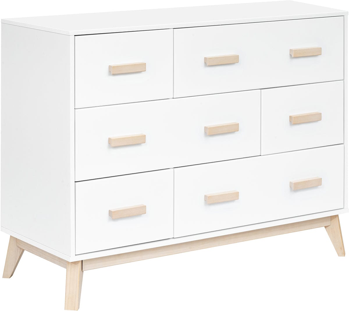 Babyletto Scoot 6-Drawer Dresser - White / Washed Natural - M5826WNX