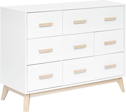Babyletto Scoot 6-Drawer Dresser - White / Washed Natural - M5826WNX