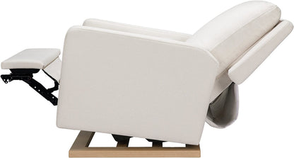Babyletto Sigi Electronic Glider Recliner w/USB - Performance Cream Eco-Weave w/Light Wood Base - M23085PCMEWLB