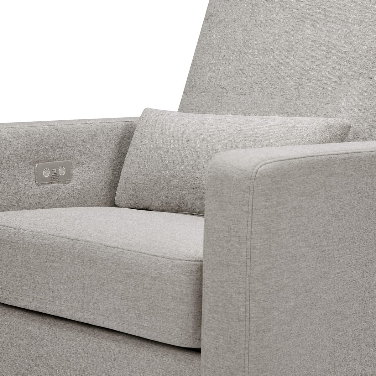 Babyletto Sigi Electronic Glider Recliner w/USB - Performance Grey Eco-Weave w/Light Wood Base - M23085PGEWLB