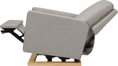 Babyletto Sigi Electronic Glider Recliner w/USB - Performance Grey Eco-Weave w/Light Wood Base - M23085PGEWLB