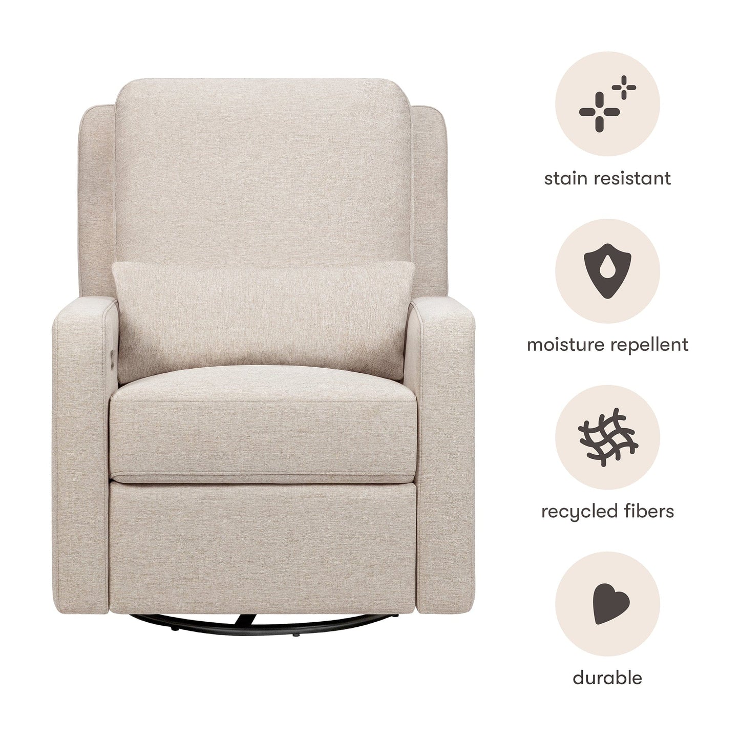 Babyletto Sigi Electronic Recliner and Swivel Glider w/ USB - Performance Beach Eco-Weave - M23085PBEW