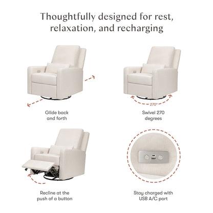 Babyletto Sigi Electronic Recliner and Swivel Glider w/ USB - Performance Cream Eco-Weave - M23085PCMEW