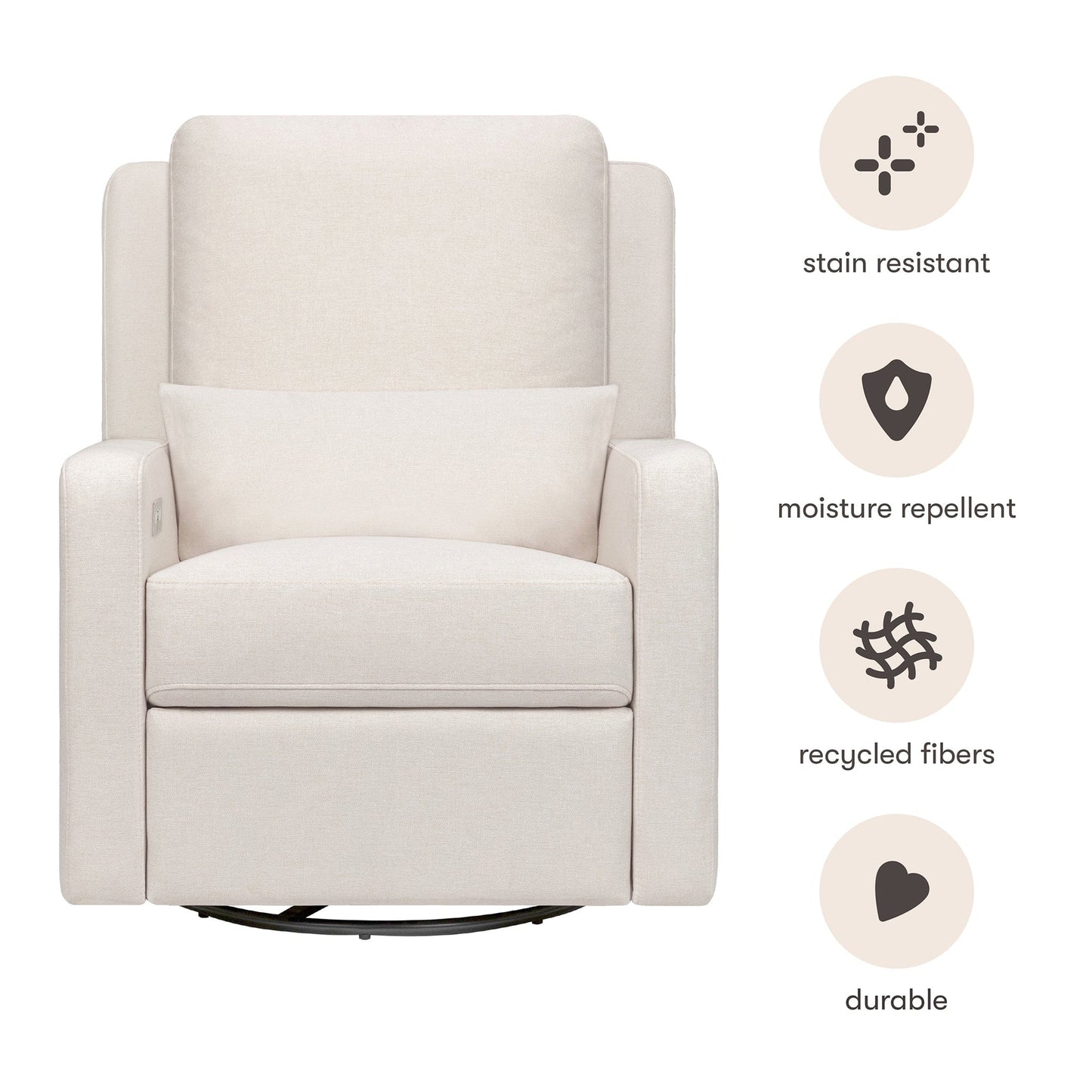 Babyletto Sigi Electronic Recliner and Swivel Glider w/ USB - Performance Cream Eco-Weave - M23085PCMEW