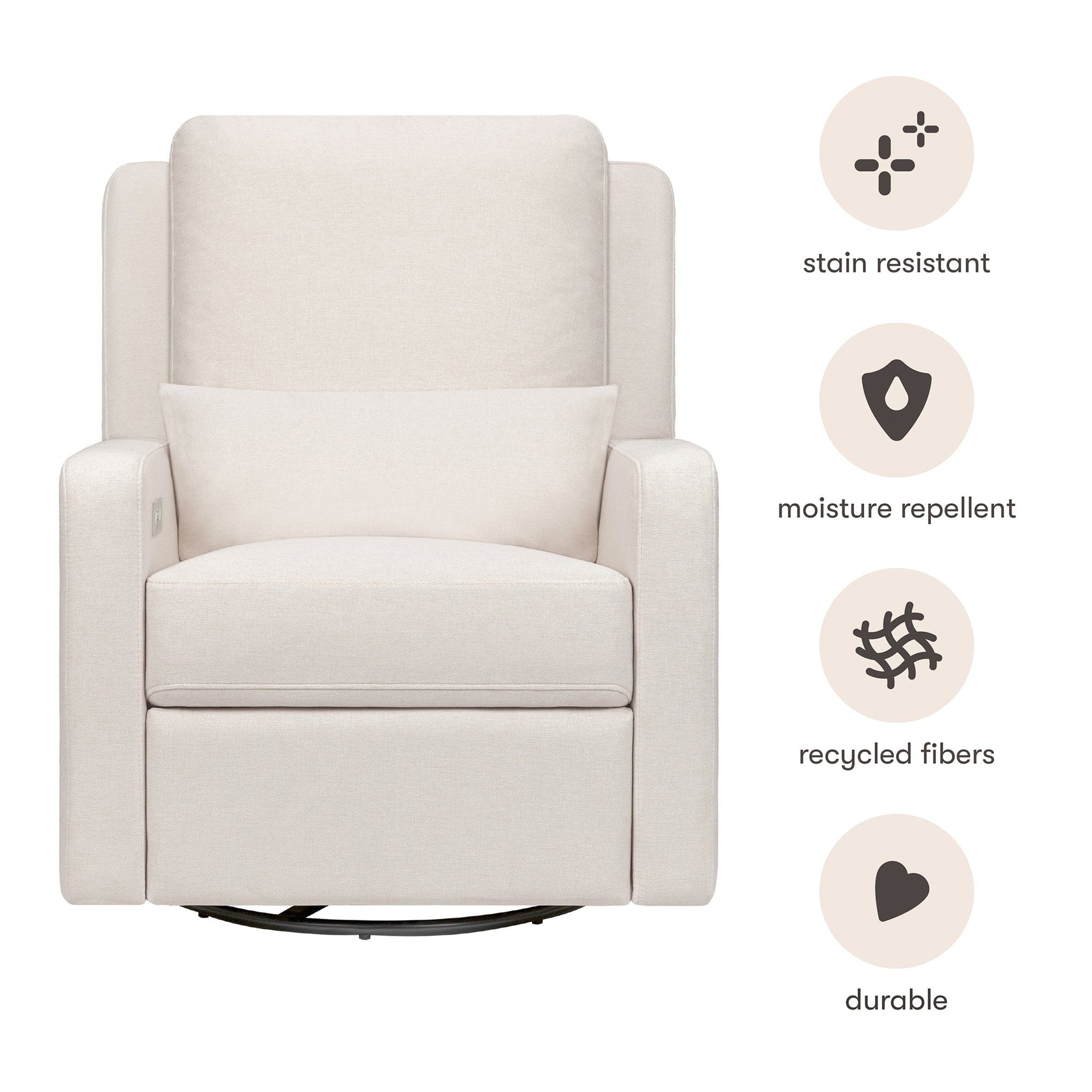 Babyletto Sigi Electronic Recliner and Swivel Glider w/ USB - Performance Cream Eco-Weave - M23085PCMEW