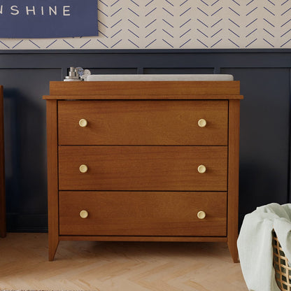 Babyletto Sprout 3-Drawer Changer Dresser w/Removable Changing Tray - Chestnut / Natural - M10323CTN