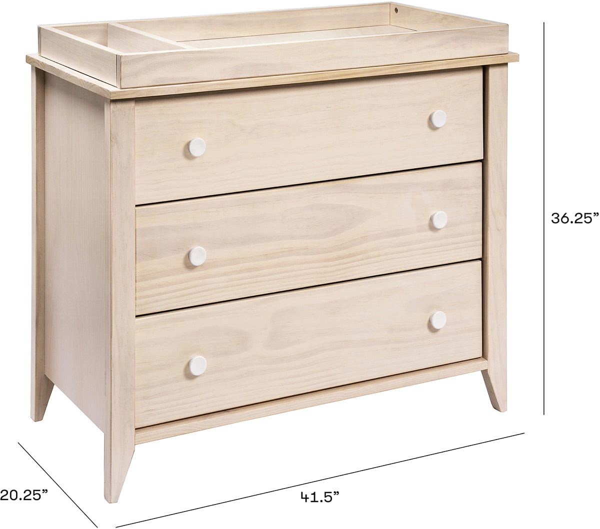 Babyletto Sprout 3-Drawer Changer Dresser w/Removable Changing Tray - Washed Natural / White - M10323NXW