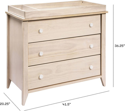 Babyletto Sprout 3-Drawer Changer Dresser w/Removable Changing Tray - Washed Natural / White - M10323NXW