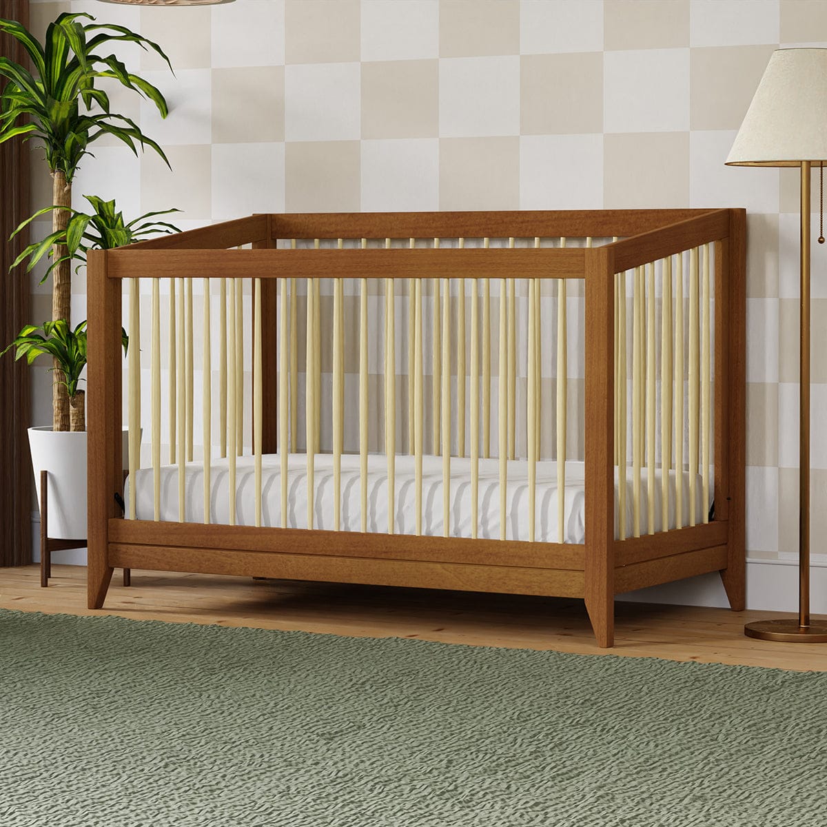 Babyletto Sprout 4-in-1 Convertible Crib w/Toddler Bed Conversion Kit - Chestnut / Natural - M10301CTN