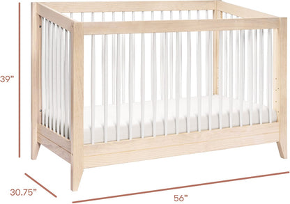 Babyletto Sprout 4-in-1 Convertible Crib w/Toddler Bed Conversion Kit - Washed Natural / White - M10301NXW