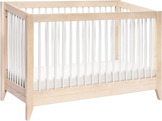 Babyletto Sprout 4-in-1 Convertible Crib w/Toddler Bed Conversion Kit - Washed Natural / White - M10301NXW
