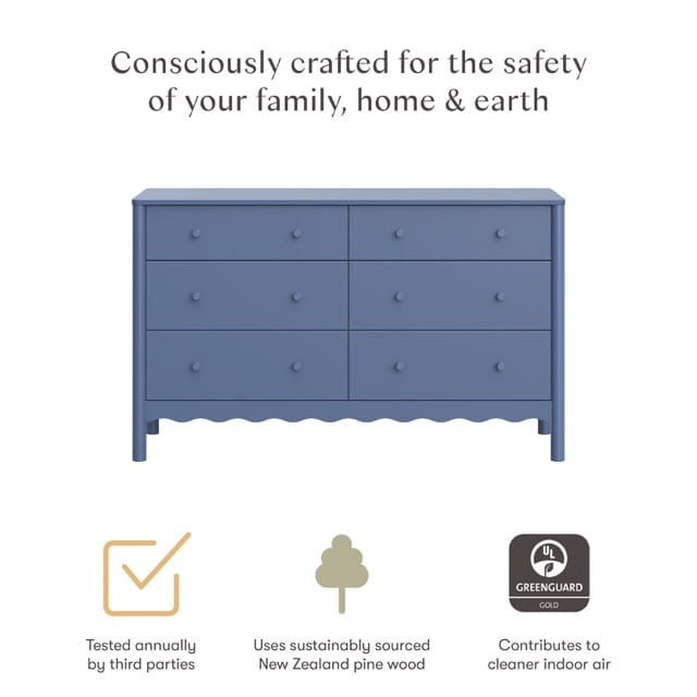Babyletto Swell 6-Drawer Assembled Dresser - Cove Blue - M27916CVB