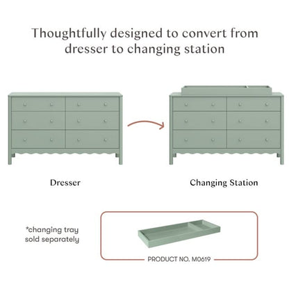 Babyletto Swell 6-Drawer Assembled Dresser - Light Sage - M27916LS