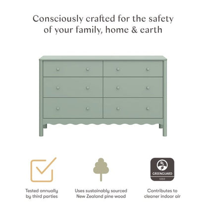 Babyletto Swell 6-Drawer Assembled Dresser - Light Sage - M27916LS