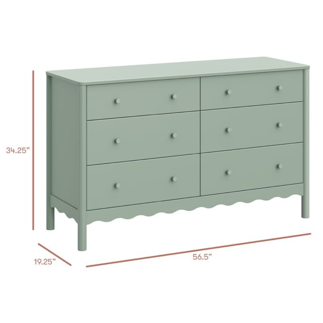 Babyletto Swell 6-Drawer Assembled Dresser - Light Sage - M27916LS