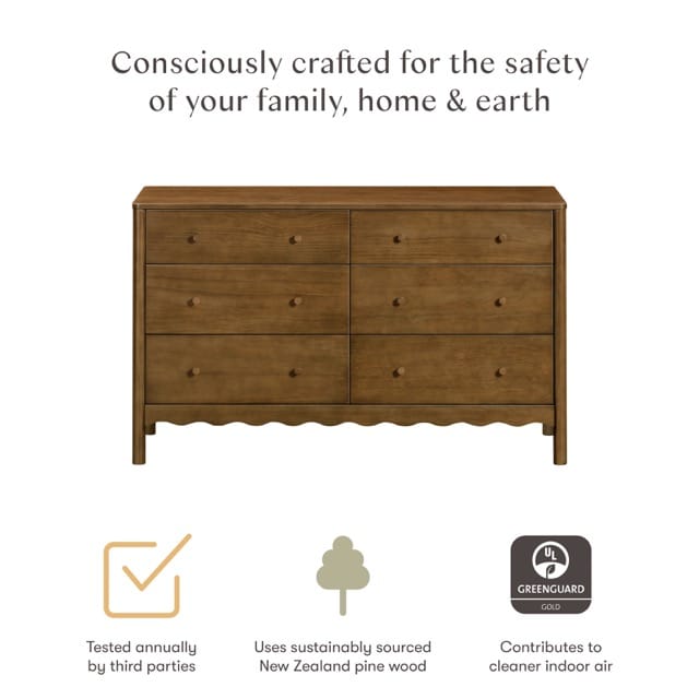 Babyletto Swell 6-Drawer Assembled Dresser - Natural Walnut - M27916NL