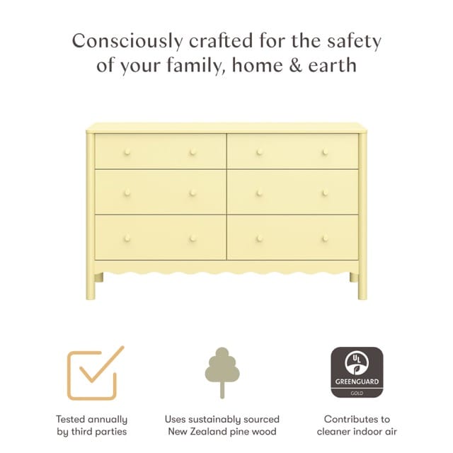 Babyletto Swell 6-Drawer Assembled Dresser - Pale Yellow - M27916PY