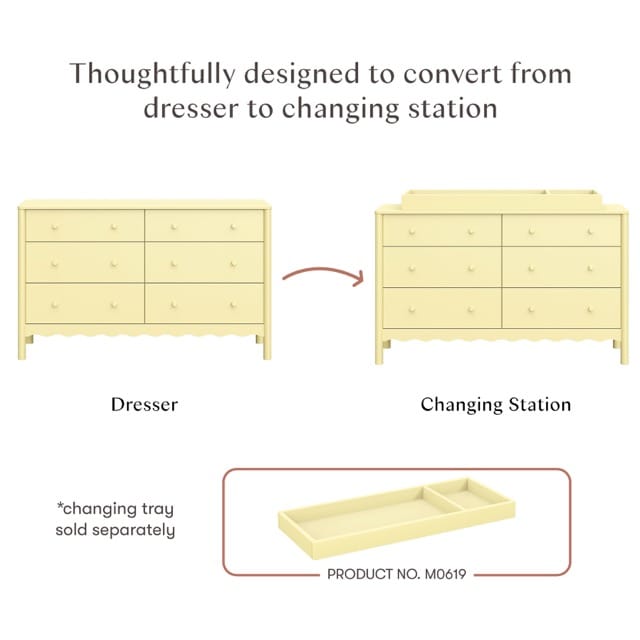 Babyletto Swell 6-Drawer Assembled Dresser - Pale Yellow - M27916PY