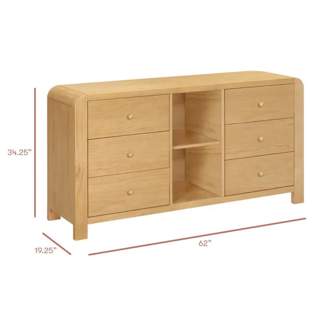 Babyletto TipToe 6-Drawer Assembled Dresser with Cubbies - Honey - M18416HY