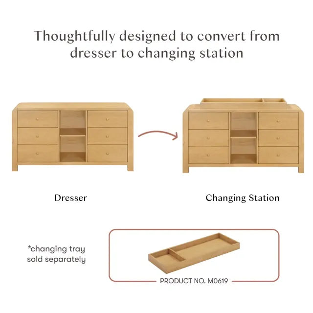 Babyletto TipToe 6-Drawer Assembled Dresser with Cubbies - Honey - M18416HY