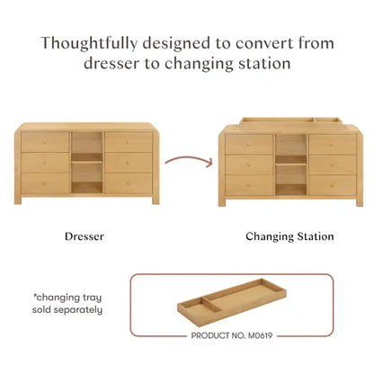 Babyletto TipToe 6-Drawer Assembled Dresser with Cubbies - Honey - M18416HY