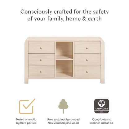 Babyletto TipToe 6-Drawer Assembled Dresser with Cubbies - Washed Natural - M18416NX