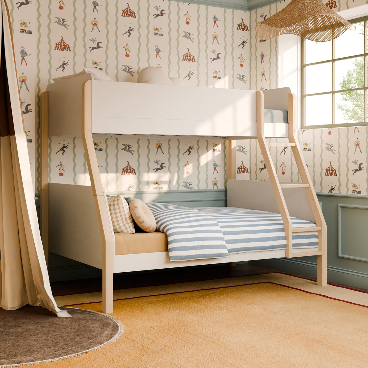 Babyletto TipToe Twin-Over-Full Bunk Bed - White/Washed Natural