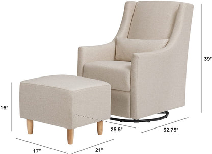 Babyletto Toco Swivel Glider and Ottoman - Performance Beach Eco-Weave - M11287PBEW