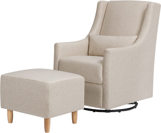 Babyletto Toco Swivel Glider and Ottoman - Performance Beach Eco-Weave - M11287PBEW