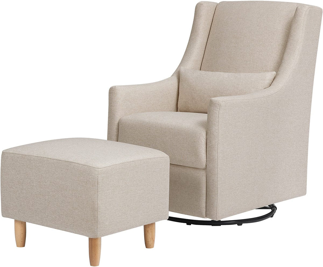 Babyletto Toco Swivel Glider and Ottoman - Performance Beach Eco-Weave - M11287PBEW