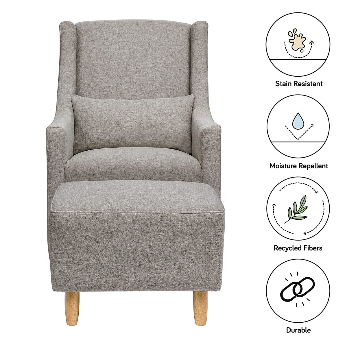 Babyletto Toco Swivel Glider and Ottoman - Performance Grey Eco-Weave - M11287PGEW