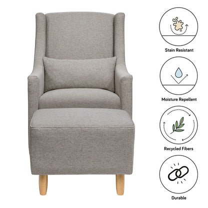 Babyletto Toco Swivel Glider and Ottoman - Performance Grey Eco-Weave - M11287PGEW