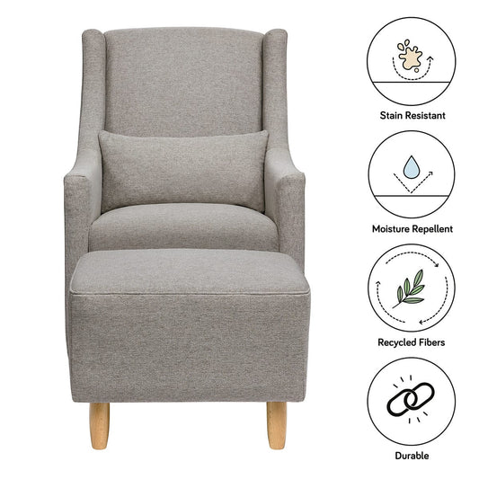 Babyletto Toco Swivel Glider and Ottoman - Performance Grey Eco-Weave - M11287PGEW