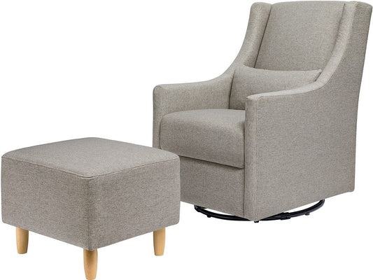 Babyletto Toco Swivel Glider and Ottoman - Performance Grey Eco-Weave - M11287PGEW