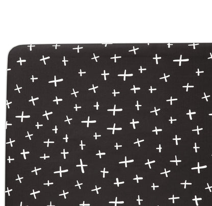 Babyletto Tuxedo Monochrome Cross Mini Crib Sheet - T11571