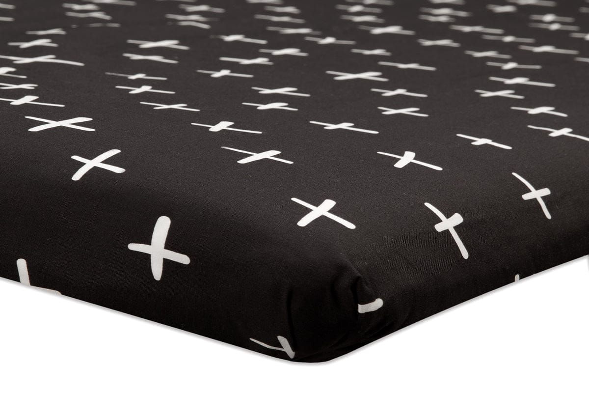 Babyletto Tuxedo Monochrome Cross Mini Crib Sheet - T11571