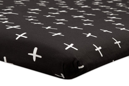 Babyletto Tuxedo Monochrome Cross Mini Crib Sheet - T11571