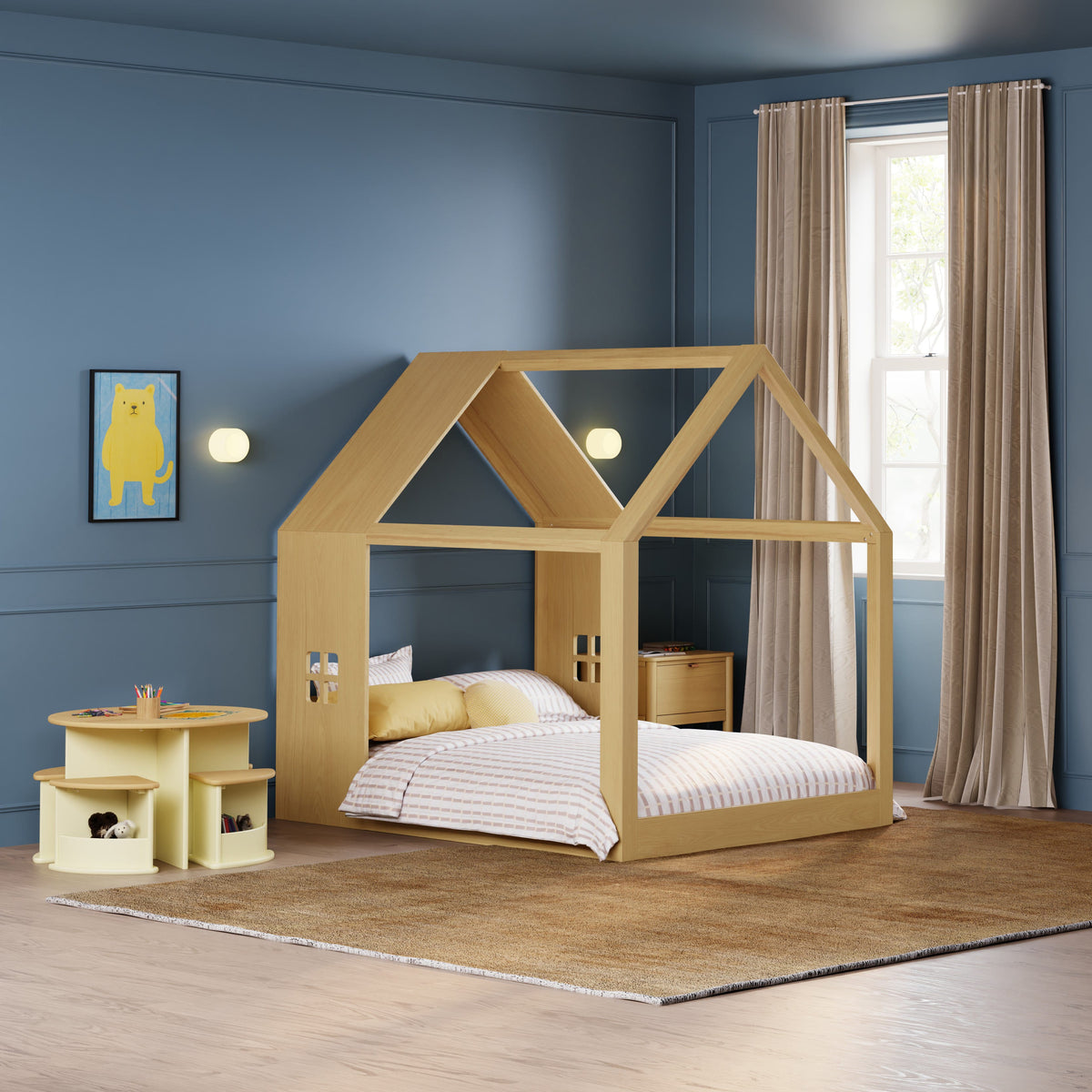 Babyletto Uchi Montessori-Inspired House Full Bed - Honey