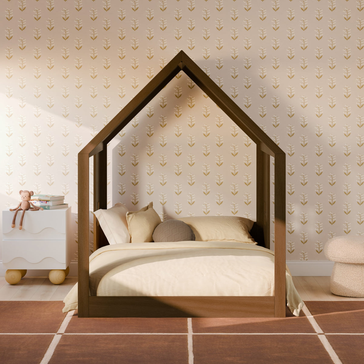 Babyletto Uchi Montessori-Inspired House Full Bed - Natural Walnut