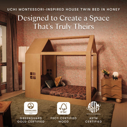 Babyletto Uchi Montessori-Inspired House Twin Bed - Honey
