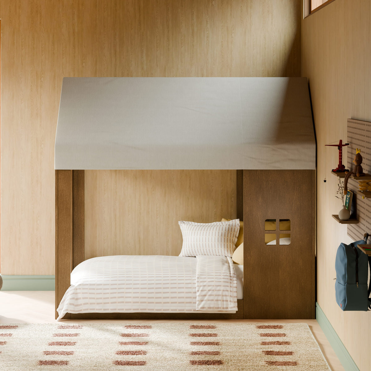 Babyletto Uchi Montessori-Inspired House Twin Bed - Natural Walnut