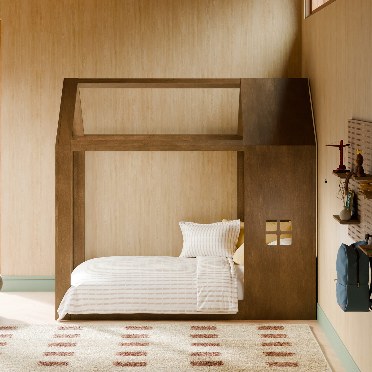 Babyletto Uchi Montessori-Inspired House Twin Bed - Natural Walnut