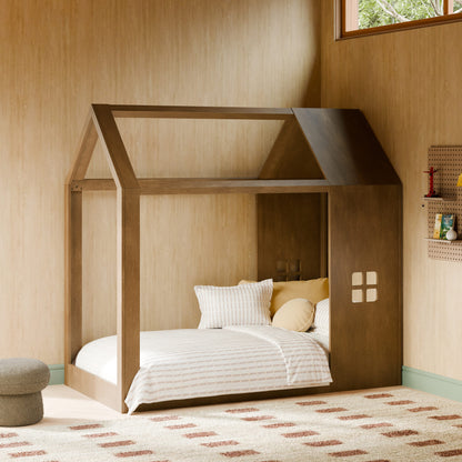 Babyletto Uchi Montessori-Inspired House Twin Bed - Natural Walnut