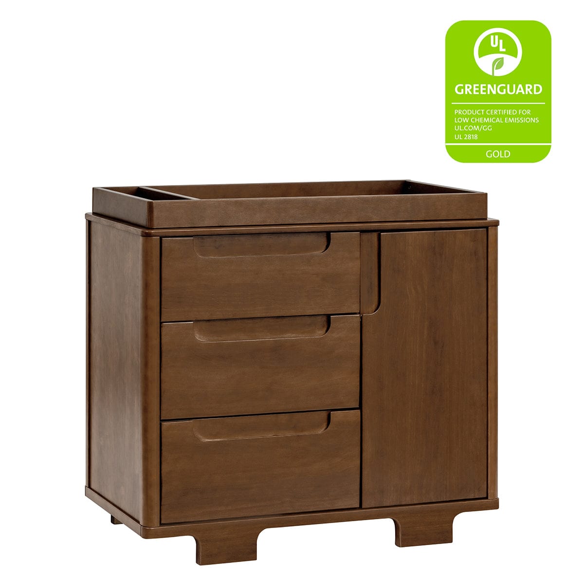 Babyletto Yuzu 3-Drawer Changer Dresser, KD w/Removable Changing Tray - Natural Walnut - M23423NL