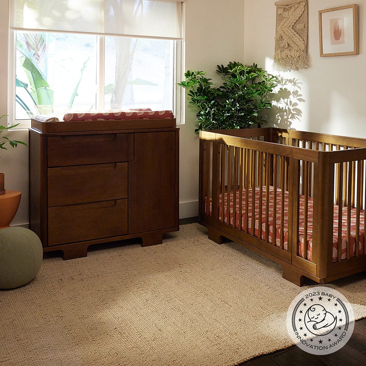 Babyletto Yuzu 3-Drawer Changer Dresser, KD w/Removable Changing Tray - Natural Walnut - M23423NL