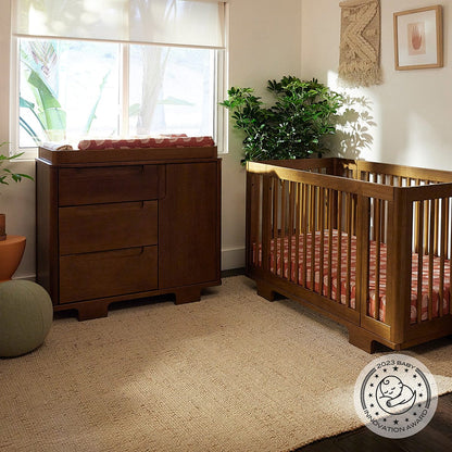 Babyletto Yuzu 3-Drawer Changer Dresser, KD w/Removable Changing Tray - Natural Walnut - M23423NL