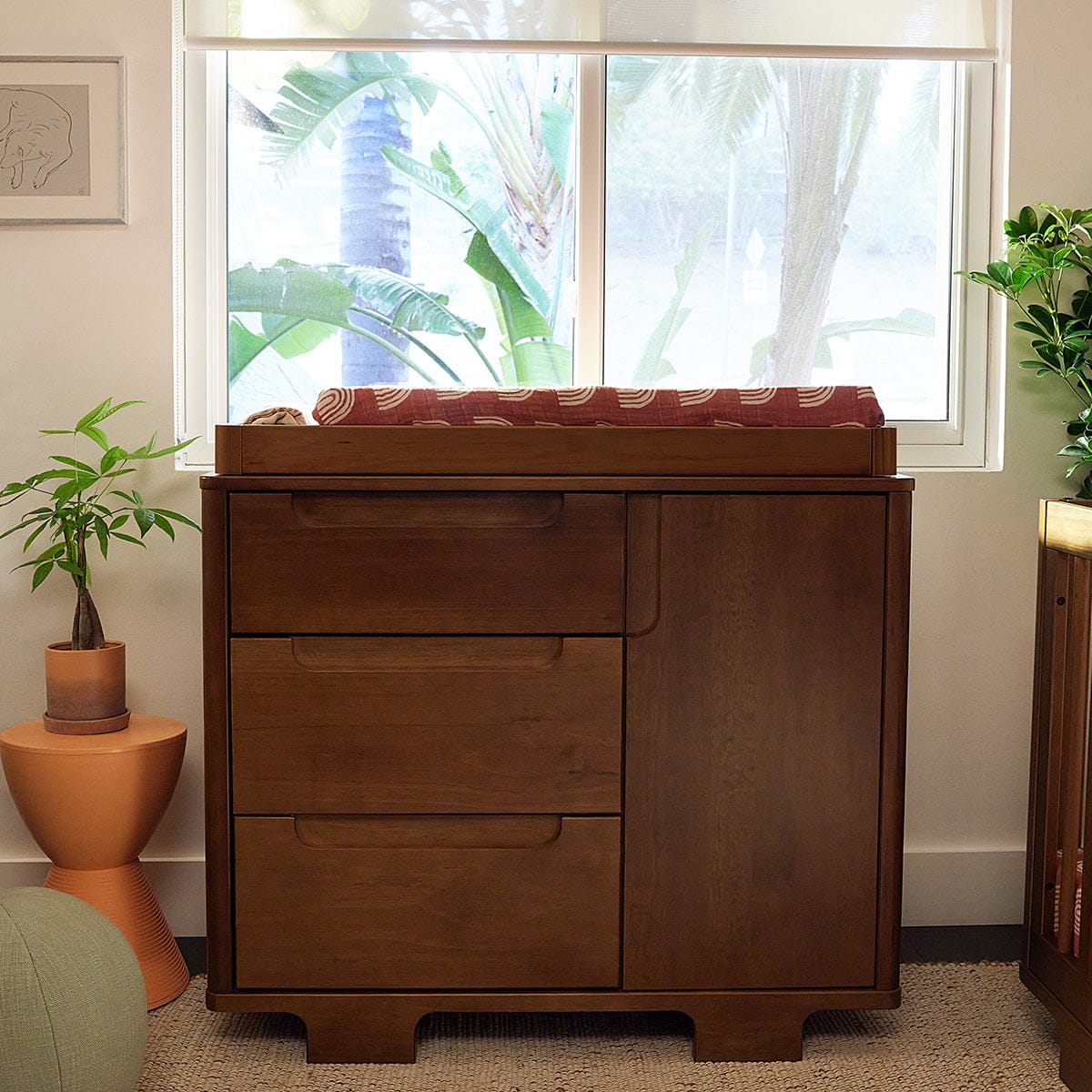 Babyletto Yuzu 3-Drawer Changer Dresser, KD w/Removable Changing Tray - Natural Walnut - M23423NL